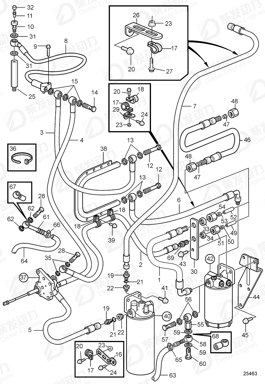 volvo penta Fuel pump 20752310 Drawing volvo penta Fuel pump 20752310 Drawing